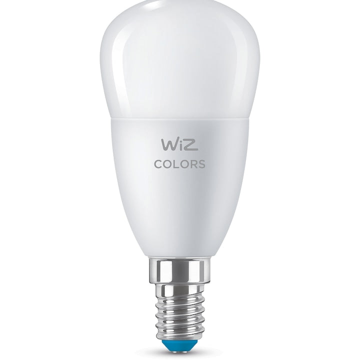 Bec LED RGB inteligent Philips Bulb, Wi-Fi, Bluetooth, P45, E14, 4.9W (40W), 470 lm, lumina colorata, clasa energetica F - EpicHome