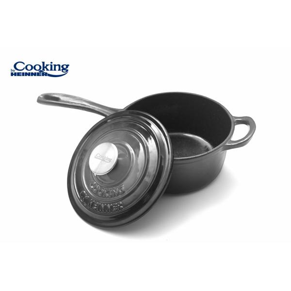 Caserola Fonta Emailata + Capac 19 X 9 Cm, 1.8 L, Marble Grey, Cooking By Heinner - EpicHome
