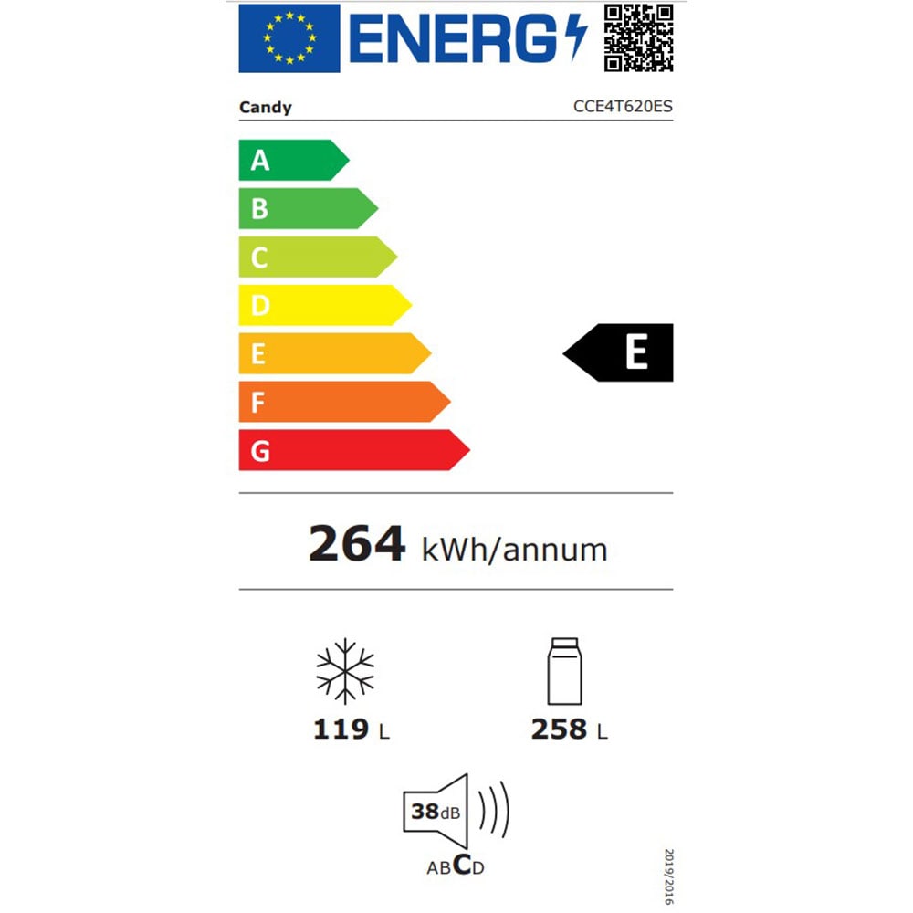 Combina frigorifica Candy CCE4T620ES, No Frost, 377 l, H 200 cm, Clasa E, Wi-Fi, argintiu - EpicHome