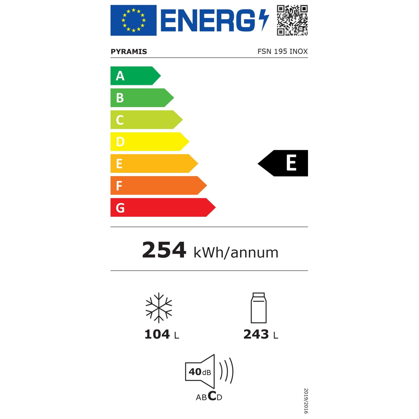 Combina frigorifica Pyramis FSO 195 Inox, Inverter, total NO FROST, clasa E, capacitate totala 347 litri - EpicHome.ro