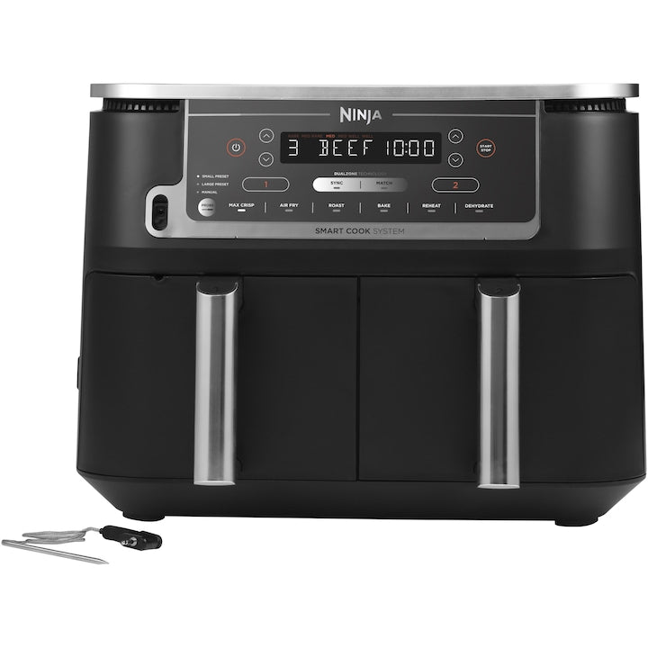 Friteuza cu aer cald Ninja Foodi Max Dual Zone AF451EU, 2470 w, sistem smart cook, 9.5 l, 2 sertare, 6 functii, negru - EpicHome