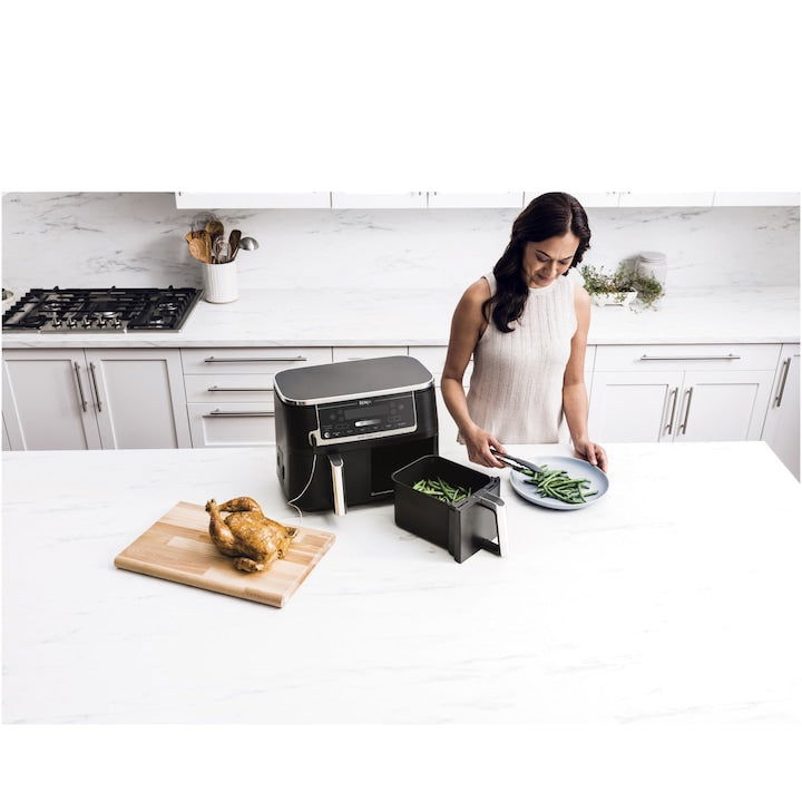 Friteuza cu aer cald Ninja Foodi Max Dual Zone AF451EU, 2470 w, sistem smart cook, 9.5 l, 2 sertare, 6 functii, negru - EpicHome