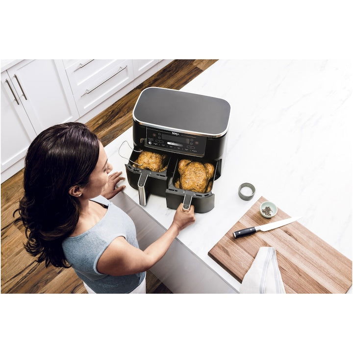 Friteuza cu aer cald Ninja Foodi Max Dual Zone AF451EU, 2470 w, sistem smart cook, 9.5 l, 2 sertare, 6 functii, negru - EpicHome