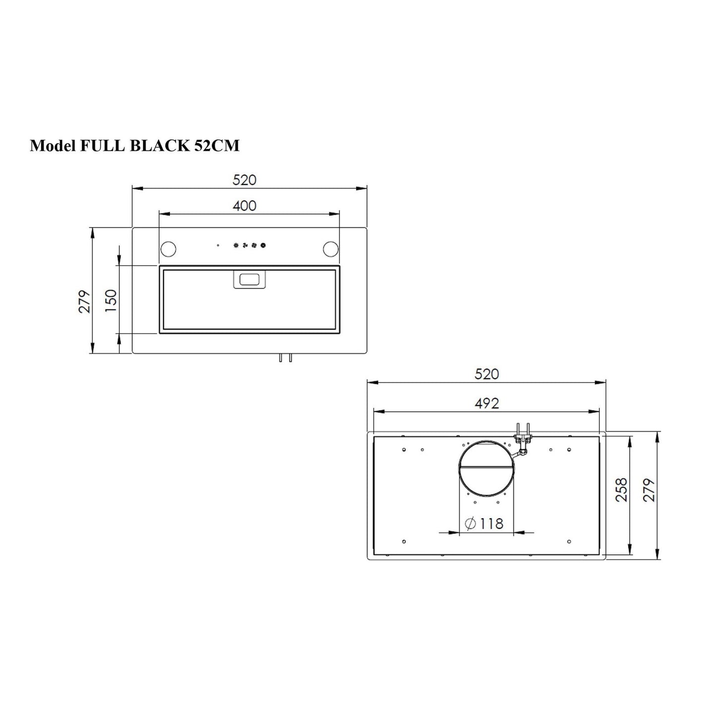 Hota total incorporabila Pyramis Full Black Glass, 1 motor, Timer, Touch control, 420m³h - EpicHome.ro