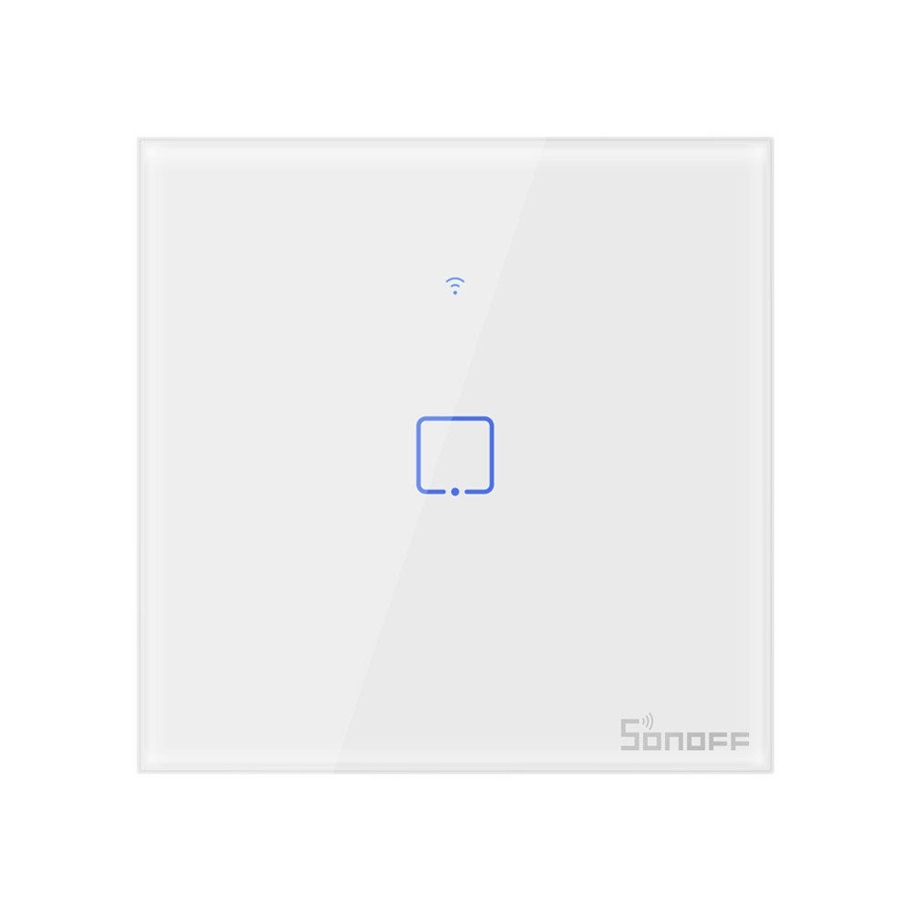 Intrerupator inteligent cu touch Sonoff T1 EU TX, Wireless + RF 433, 1 canal, compatibil iOS Android, Amazon Alexa Google Assistant, sticla, Alb - EpicHome