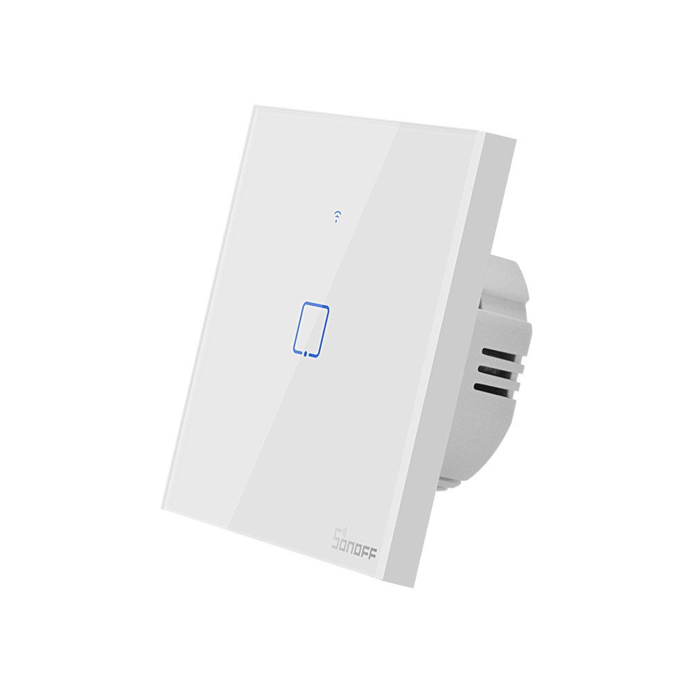 Intrerupator inteligent cu touch Sonoff T1 EU TX, Wireless + RF 433, 1 canal, compatibil iOS Android, Amazon Alexa Google Assistant, sticla, Alb - EpicHome