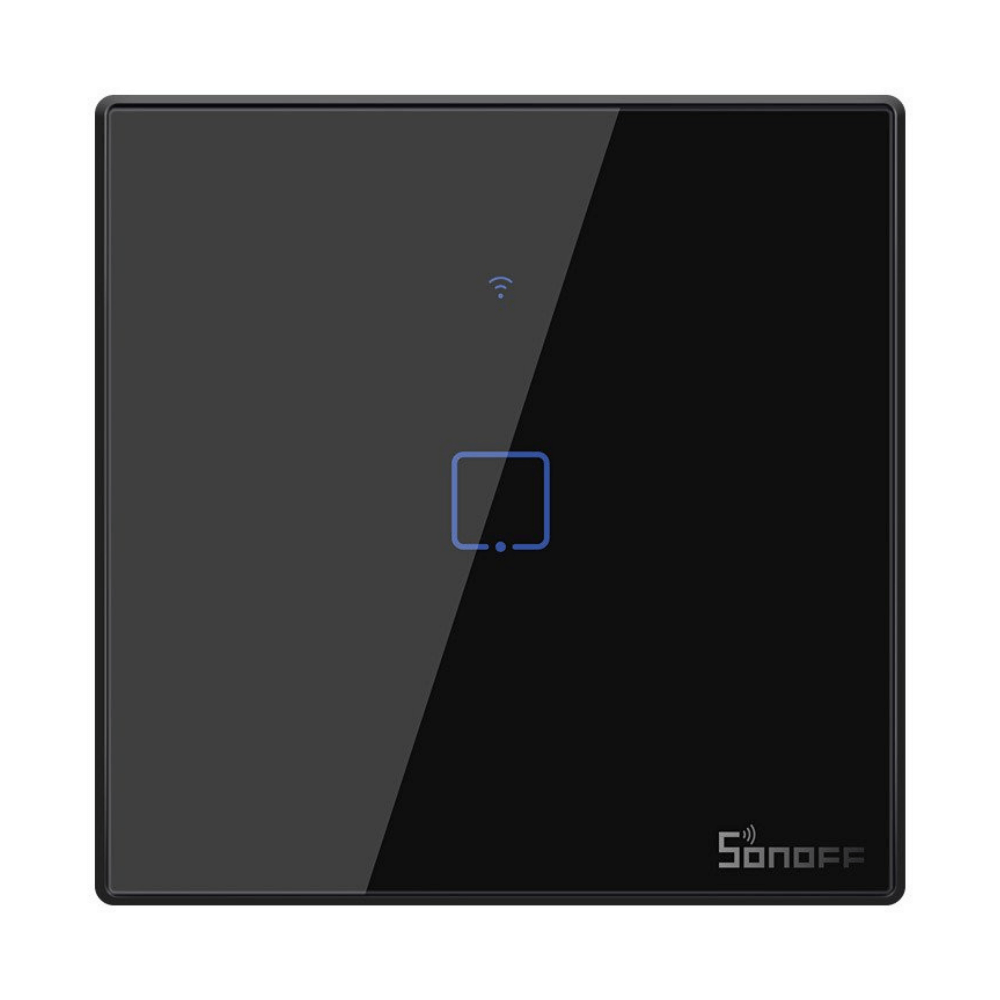 Intrerupator smart Sonoff T3EU1C TX, Wireless + RF 433, 1 canal, cu touch, sticla, Negru - EpicHome.ro