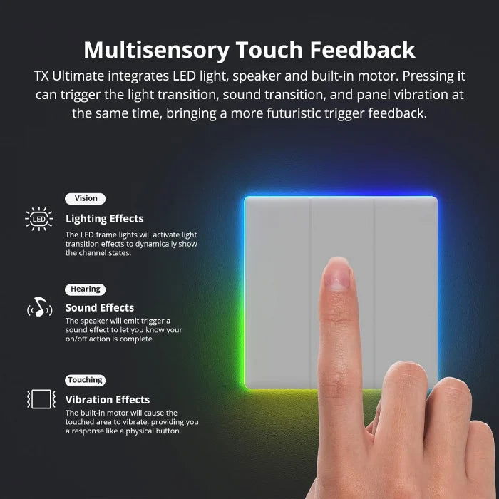 Intrerupator smart Sonoff T5-2C-86, Wireless cu full touch (2 canale), lumina LED 5A/1200W - EpicHome.ro