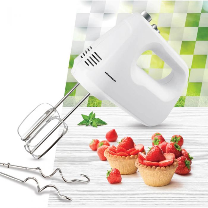 Mixer de mână Heinner HM-250WHSL – 250W, 6 viteze + Turbo, teluri și cârlige din inox - EpicHome