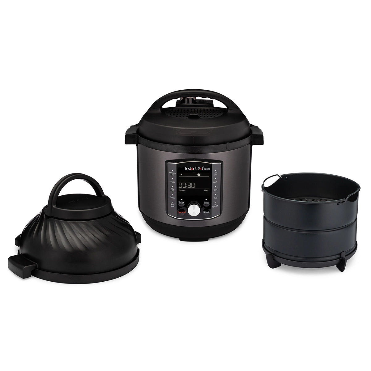 Multicooker si friteuza cu aer cald, 2 in 1, Instant Pot Pro Crisp 8, 1500W, 11 programe presetate, Capacitate 7.6 litri, Vas interior din inox, Negru - EpicHome