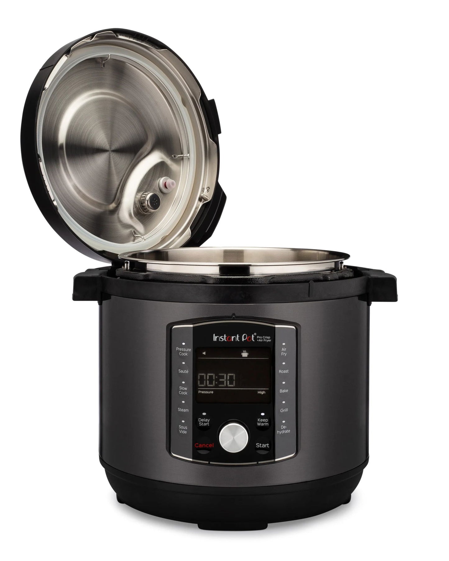 Multicooker si friteuza cu aer cald, 2 in 1, Instant Pot Pro Crisp 8, 1500W, 11 programe presetate, Capacitate 7.6 litri, Vas interior din inox, Negru - EpicHome