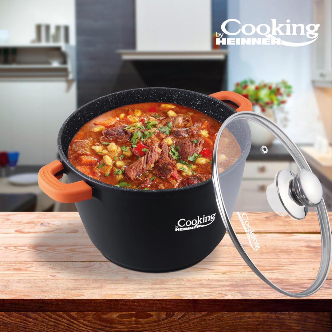 Oala Aluminiu Turnat+Capac, 28 Cm X 20 Cm , 10 L, Dark Line, Cooking By Heinner - EpicHome