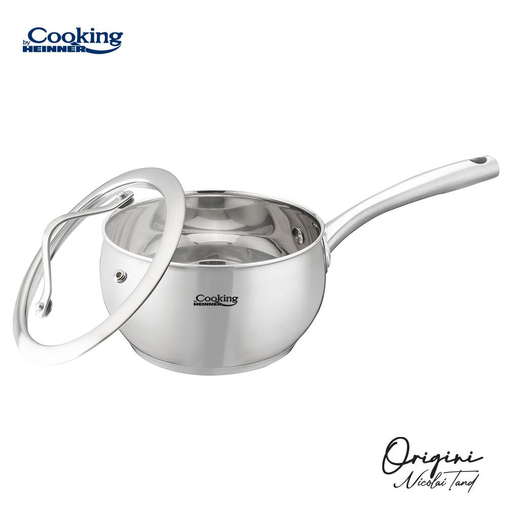 Oala de gatit Inox cu capac 16x9cm, 1.8 L, Nicolai Tand, Origini, Cooking By Heinner - EpicHome