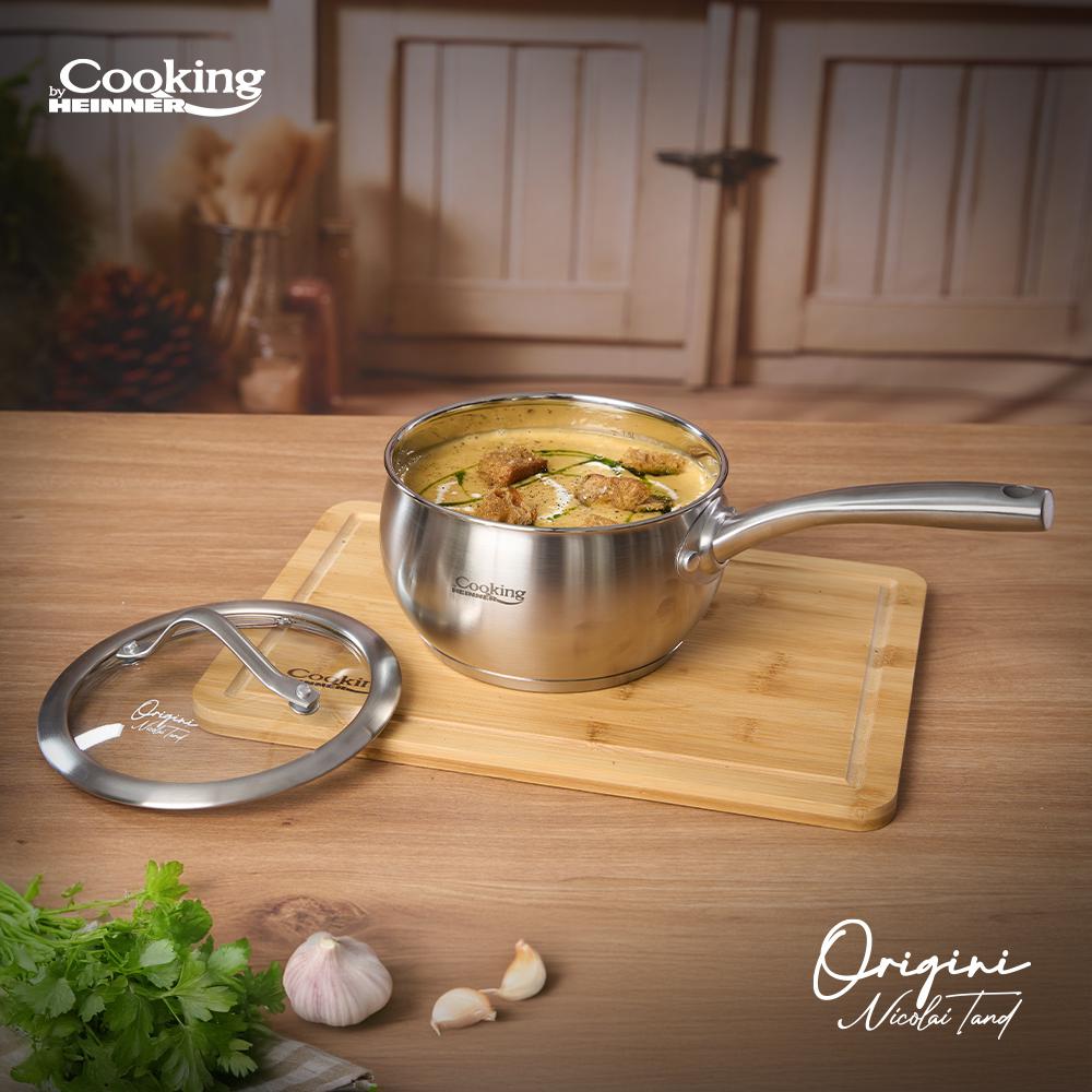 Oala de gatit Inox cu capac 16x9cm, 1.8 L, Nicolai Tand, Origini, Cooking By Heinner - EpicHome