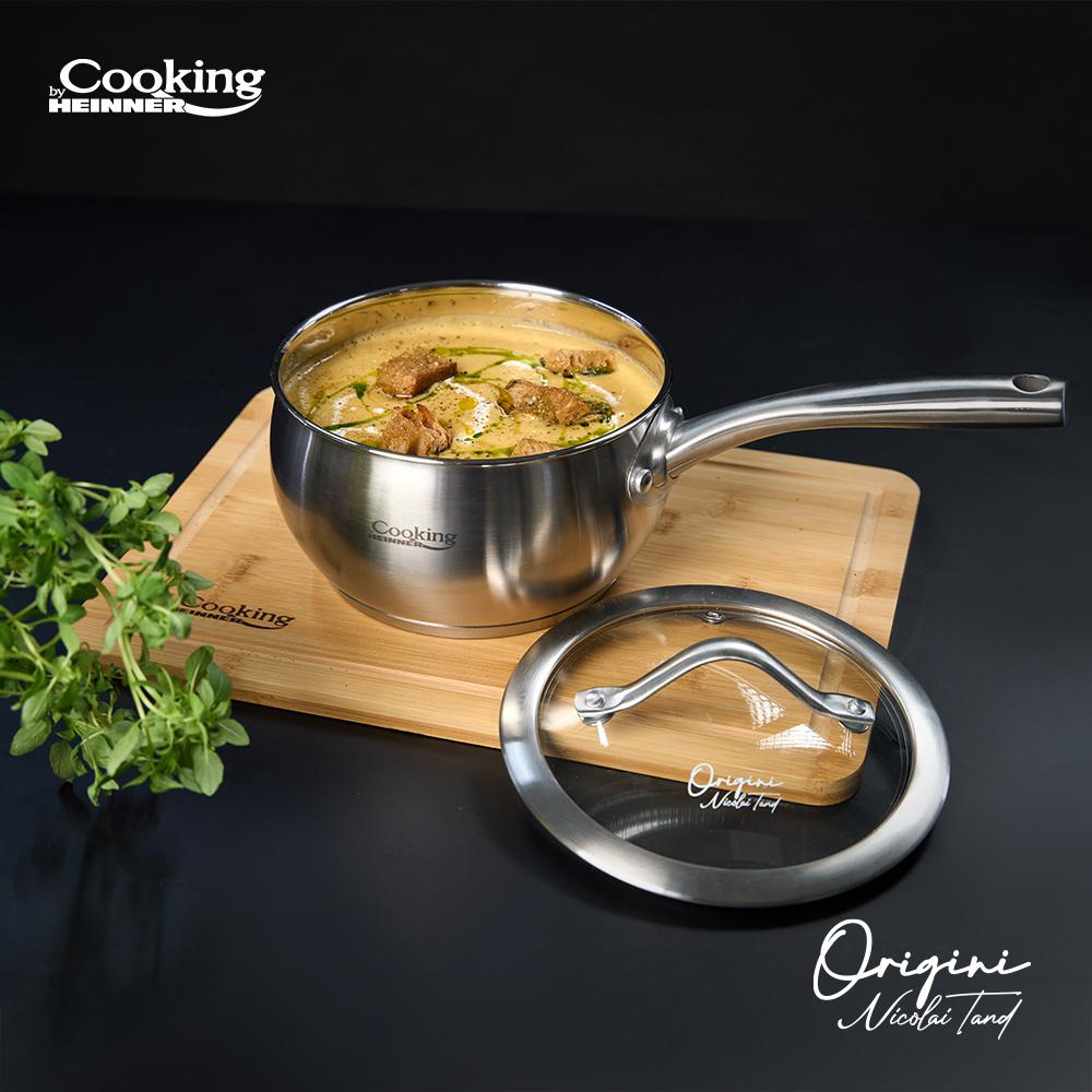 Oala de gatit Inox cu capac 16x9cm, 1.8 L, Nicolai Tand, Origini, Cooking By Heinner - EpicHome