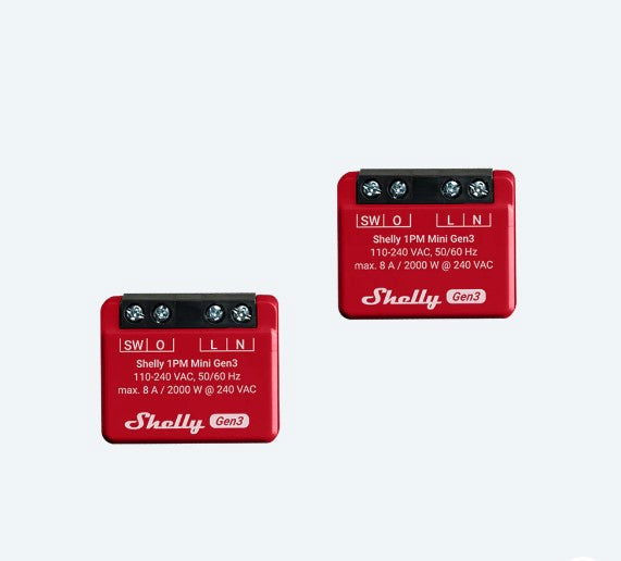 Pachet de 2 relee inteligente Shelly 1PM Mini GEN3, 1 canal, 8A - EpicHome