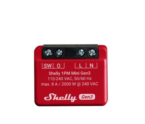 Pachet de 2 relee inteligente Shelly 1PM Mini GEN3, 1 canal, 8A - EpicHome