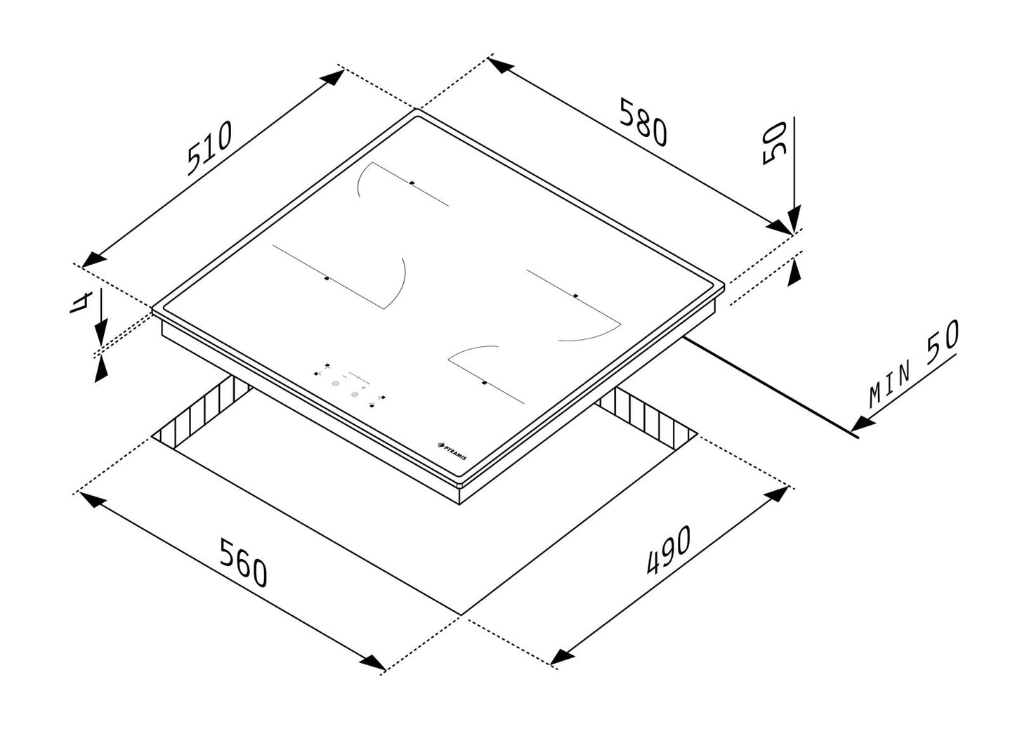 Plita vitroceramica Pyramis PHC61530 Glass, 5 zone de gatit, 9 trepte de putere, 58x51 cm - EpicHome.ro