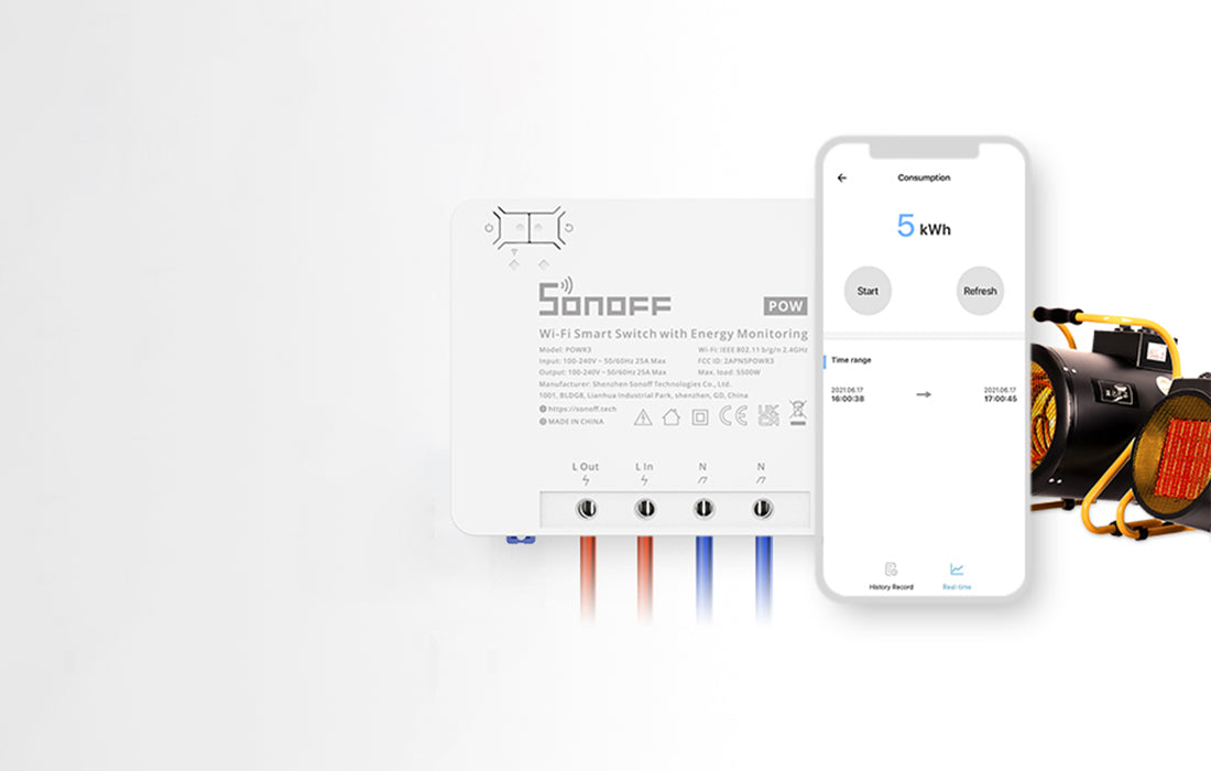 Releu smart Sonoff POWR3, WiFi, de mare putere - EpicHome.ro