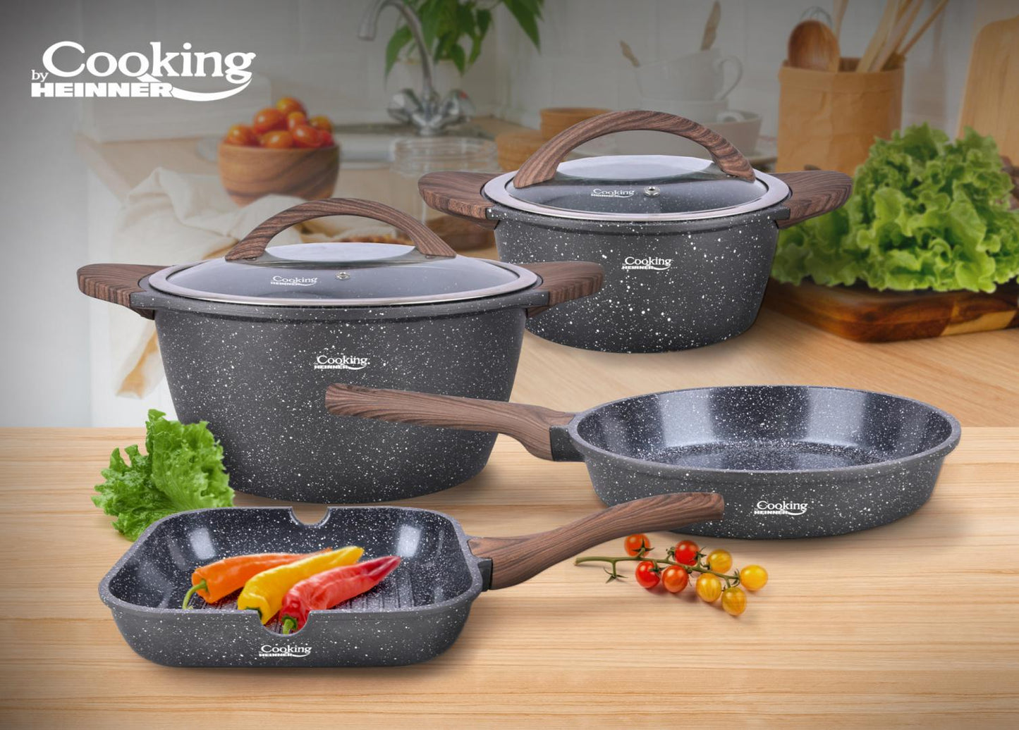 Set vase de gatit 6 piese Aluminiu Turnat, Paris, Cooking By Heinner - EpicHome