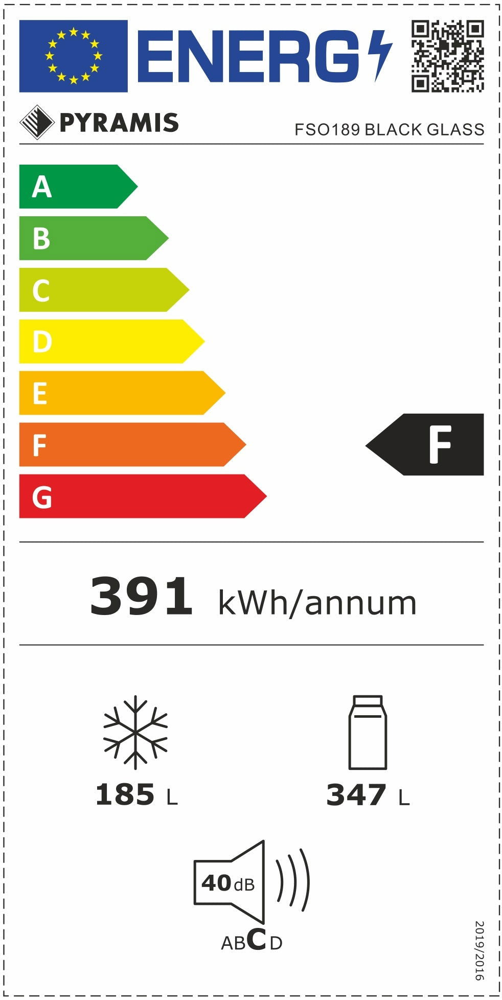 Side by Side Pyramis FSO189 Black Glass, total NO FROST, display Touch Control, clasa F, capacitate totala 532 lt - EpicHome.ro