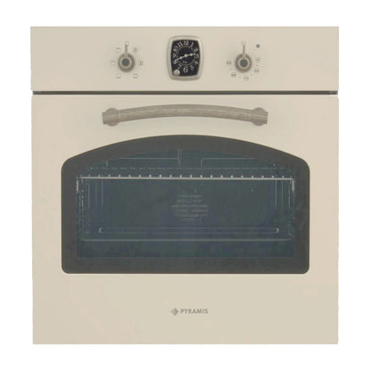Set Rustic Pyramis 8071, cuptor electiric 6 functii, clasa A, volum 64 litri, ceas analog SQ si plita gaz, wok, gratare fonta, finisaj antichizat