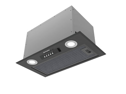 Hota total incorporabila Pyramis MD, 1 motor, putere de absorbtie maxima 618mc/h, 52cm, Touch control, finisaj metal vopsit negru