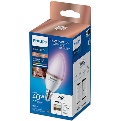 Bec LED Smart PHILIPS C37, E14, 4.9W, 470lm, Wi-Fi, lumina variabila, compatibil Alexa, Google Assistant - EpicHome