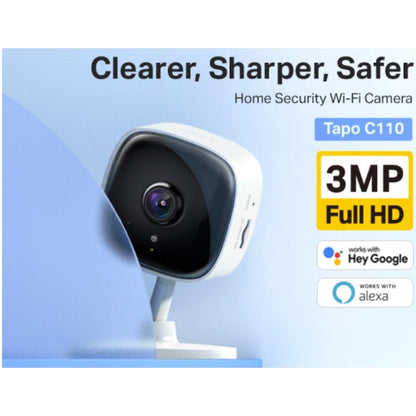 Camera de supraveghere Smart TP-Link Tapo C110 cu Night Vision, Ultra HD, Utilizare Baby Monitor Wireless Audio Video, Detectarea miscarii, Alarma sonora si luminoasa, Two-Way Audio, Mod Privacy, Stocare locala, IP Wi-Fi, Alb - EpicHome