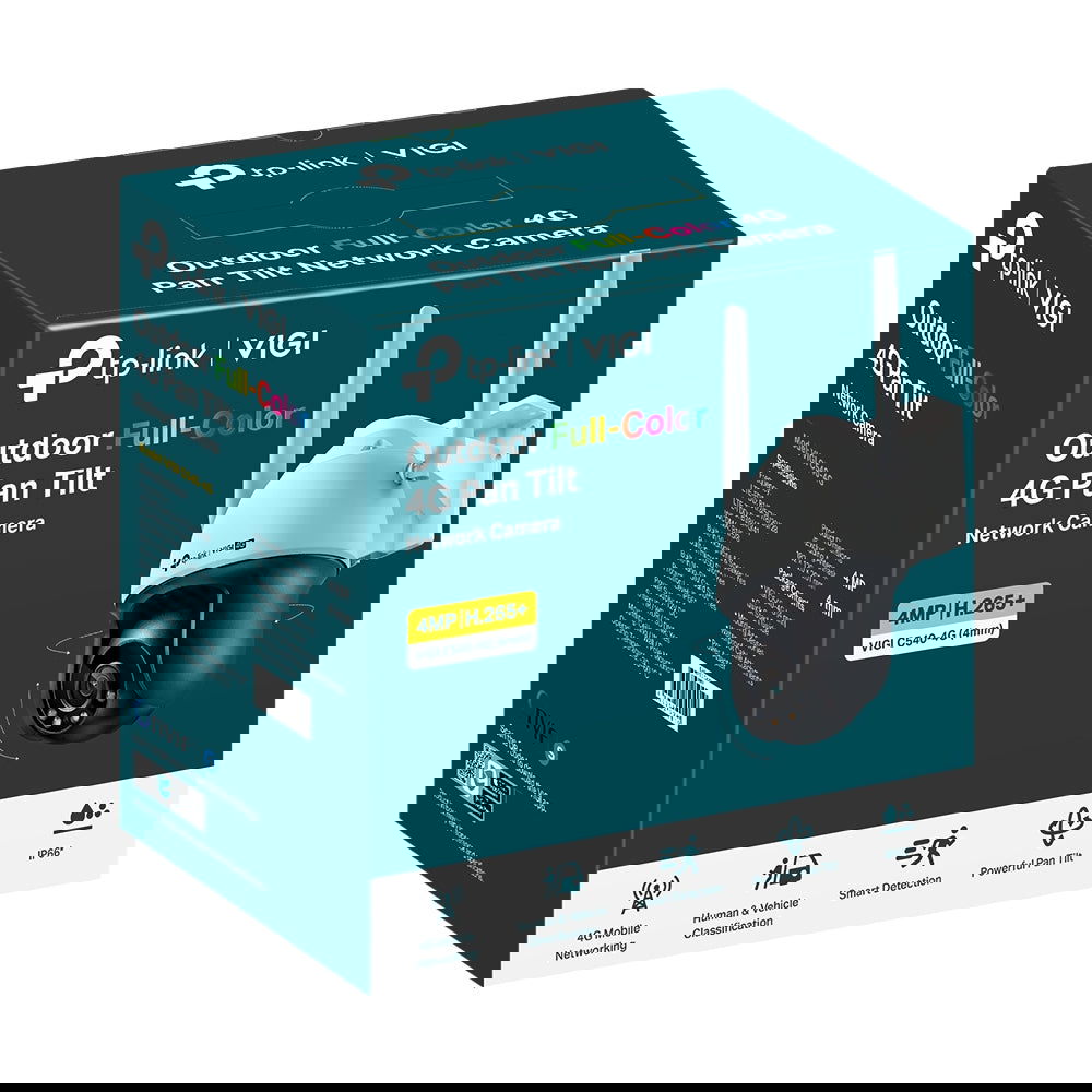 Camera supraveghere IP Speed Dome PT GSM 4G TP-LINK Full Color VIGI C540-4G, 4 MP, 4 mm, IR/lumina alba 30 m, detectie si clasificare om/vehicul, slot card, vizualizare de pe telefon, microfon/difuzor, active defense, auto tracking - EpicHome