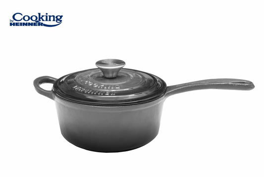 Caserola Fonta Emailata + Capac 19 X 9 Cm, 1.8 L, Marble  Grey, Cooking By Heinner - EpicHome