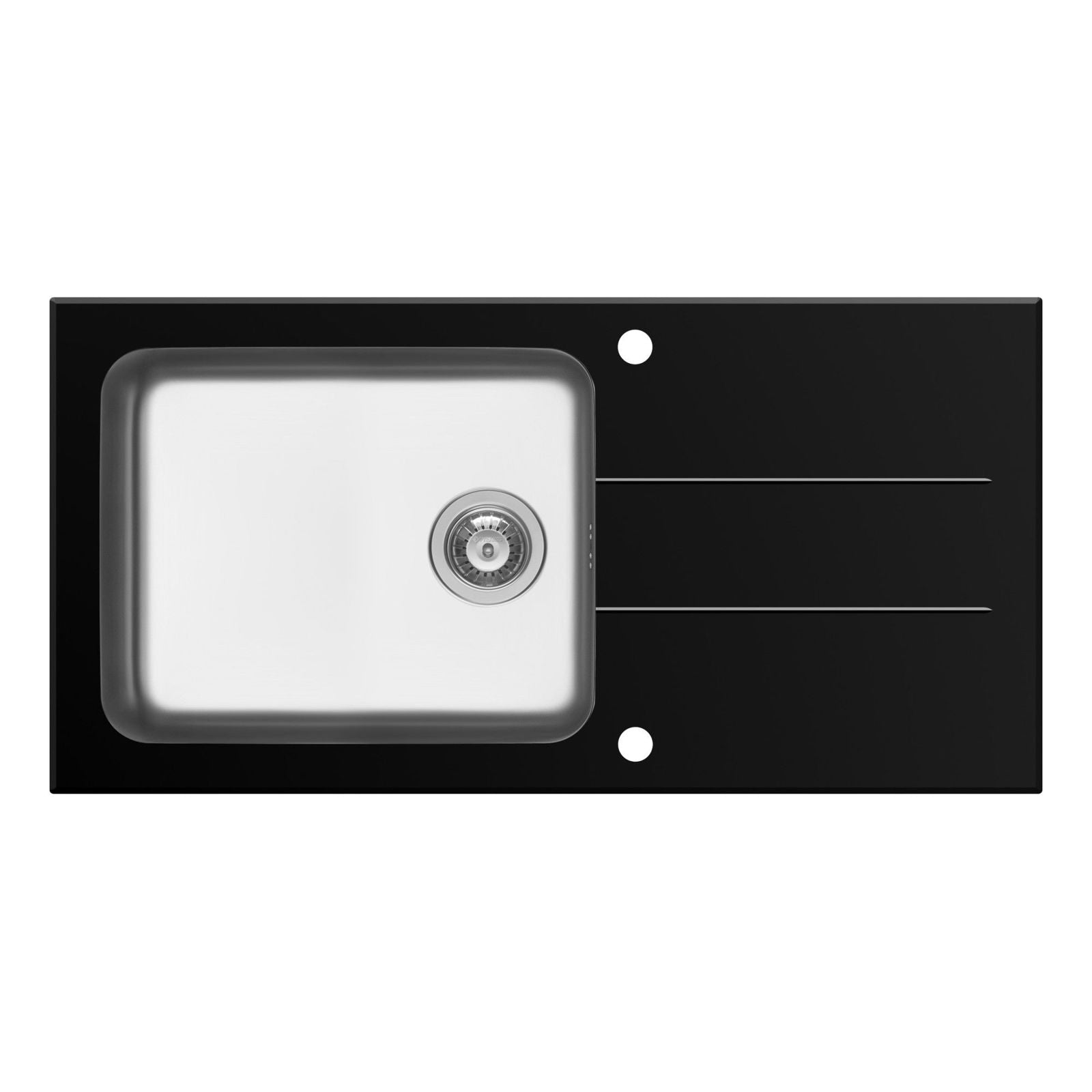 Chiuveta Pyramis CONCERTO 100x50 1B 1D Black Glass & Inox - EpicHome.ro