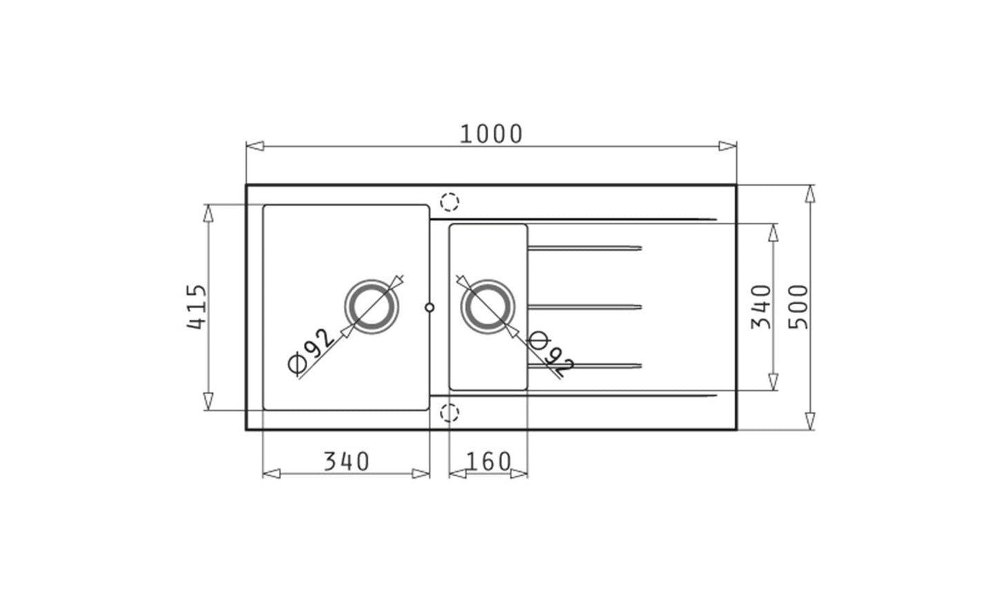 Chiuveta dreptunghiulara din granit Pyramis ALAZIA 100x50cm - EpicHome.ro