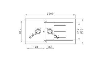 Chiuveta dreptunghiulara din granit Pyramis ALAZIA 100x50cm - EpicHome.ro