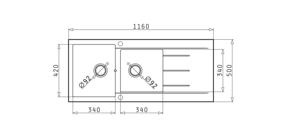 Chiuveta dreptunghiulara din granit Pyramis ALAZIA 116x50cm - EpicHome.ro
