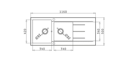 Chiuveta dreptunghiulara din granit Pyramis ALAZIA 116x50cm - EpicHome.ro