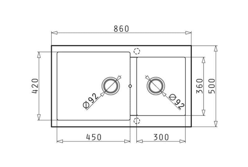 Chiuveta granit Pyramis ALAZIA 86x50cm - EpicHome.ro