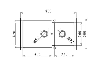 Chiuveta granit Pyramis ALAZIA 86x50cm - EpicHome.ro