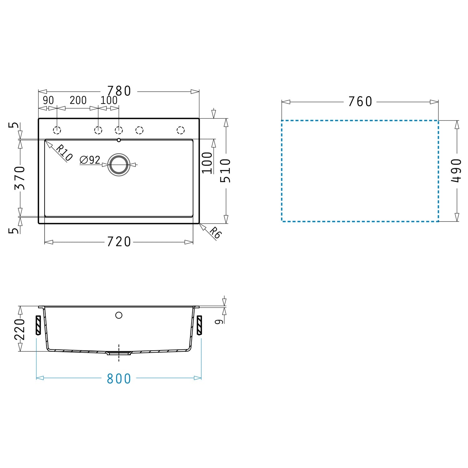 Chiuveta granit Pyramis ITHAKA 78x51cm - EpicHome