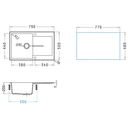 Chiuveta granit Pyramis ITHAKA 79x50cm - EpicHome