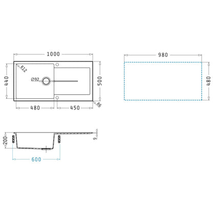 Chiuveta granit Pyramis ITHAKA PLUS 100x50cm - EpicHome