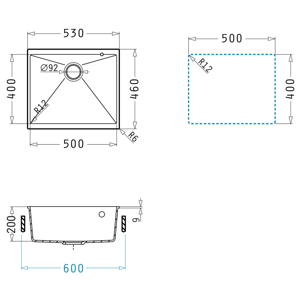 Chiuveta granit Pyramis ITHAKA Under Mount 50x40cm - EpicHome
