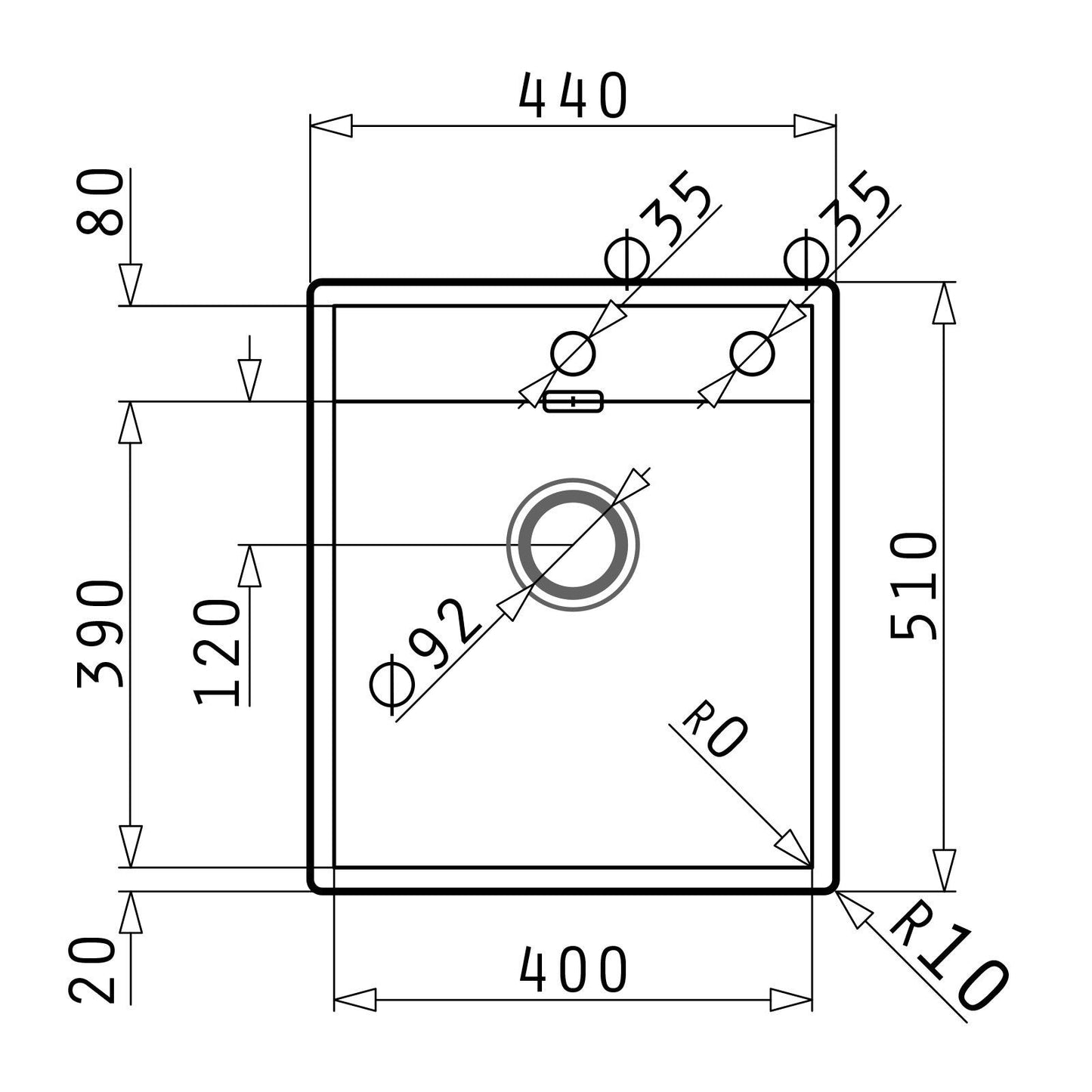 Chiuveta inox Pyramis KRYPTO 44x51 B - EpicHome.ro