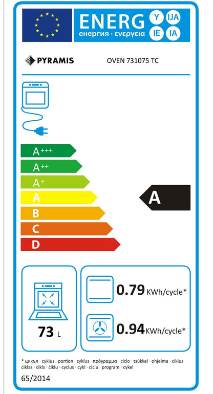 Cuptor electric Pyramis 731075 TC, 11 functii, clasa A, 73 litri, Soft Close, Cool touch, Full Touch Control - EpicHome.ro