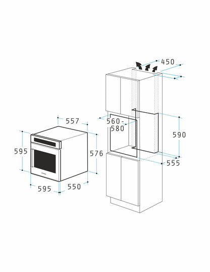 Cuptor electric Pyramis PO78094010EBL? Full Black Glass, 10 functii, clasa A, volum 78 litri, Soft Close, Cool Touch, Vap Clean, ghidaje telescopice - EpicHome.ro