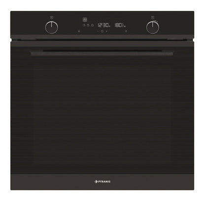 Cuptor electric Pyramis PO78114010EBL? Full Black Glass, 10 functii, clasa A, volum 78 litri, Soft Close, Cool Touch, Piroliza, ghidaje telescopice - EpicHome.ro