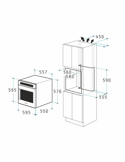 Cuptor electric Pyramis PO78114010EBL? Full Black Glass, 10 functii, clasa A, volum 78 litri, Soft Close, Cool Touch, Piroliza, ghidaje telescopice - EpicHome.ro