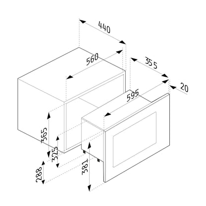 Cuptor microunde incorporabil Pyramis 30UG Silver, 28 litri, 900 W, 8 func?ii automate, 595x381x355mm - EpicHome.ro