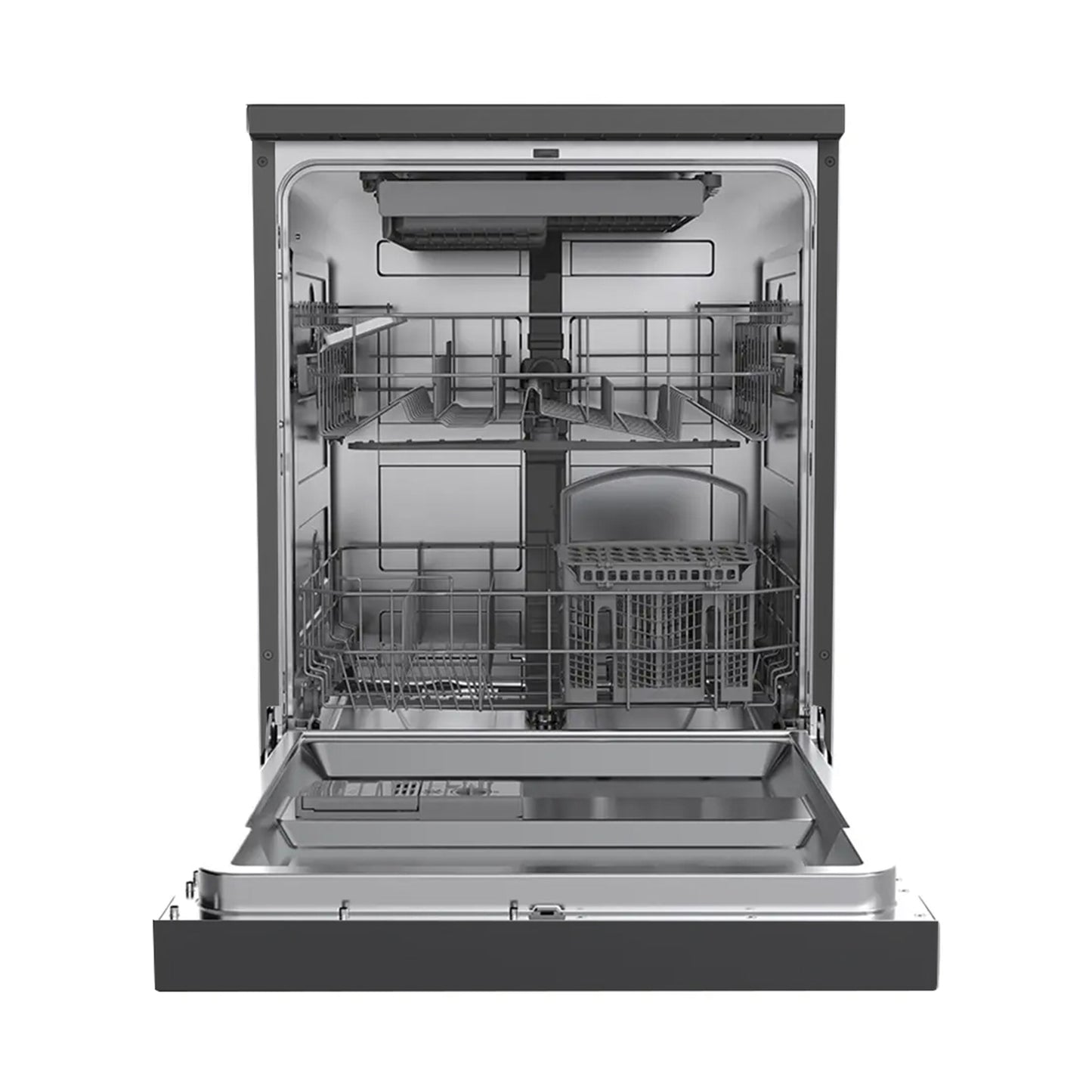 Masina de spalat vase Pyramis DWL 60FS Black, 14 Seturi, 7 programe, Clasa D, Power wash, Half load, Aquastop, Auto open, Child lock, 60 cm