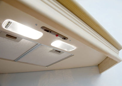 Hota de colt Pyramis Rustic Chimney CHR118N, 1 motor turbo, finisaj bej si lemn natur, 440m³h - EpicHome.ro